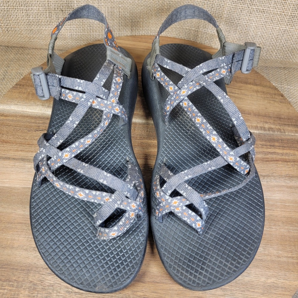 Chaco ZX2 Cloud Sandals Gray Orange Toe Loop Women's 11 Hiking Comfort Outdoor